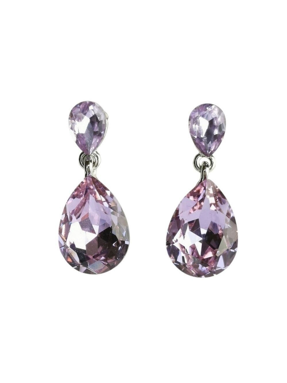 Swarovski Elements Lavender Purple Crystal drop earrings prom wedding 🆕